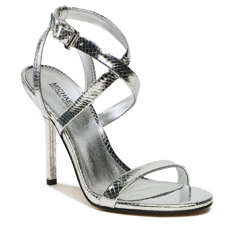 michael kors sandaletten silber|michael kors silver leather sandals.